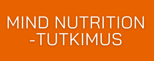 Mind Nutrition -tutkimus logo, valkoisella tekstillä ja oranssilla taustalla.